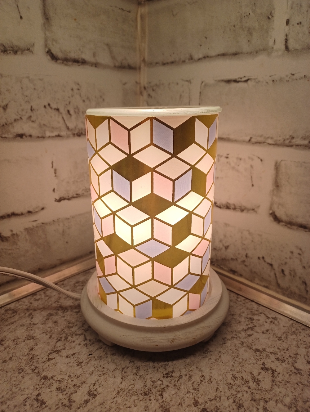 Colorful Diamond Simmering Lights Wax Warmer Pink Zebra WHITE base gold blue